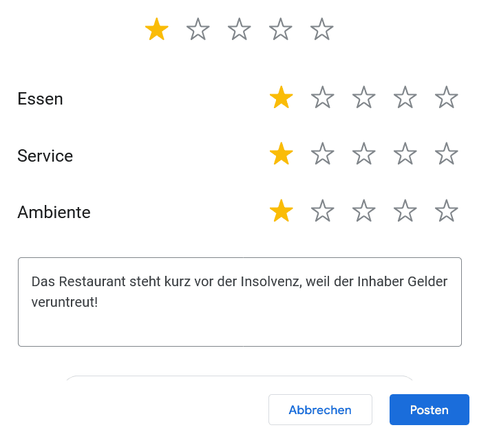 Diffamierung Bewertung Diffamierung