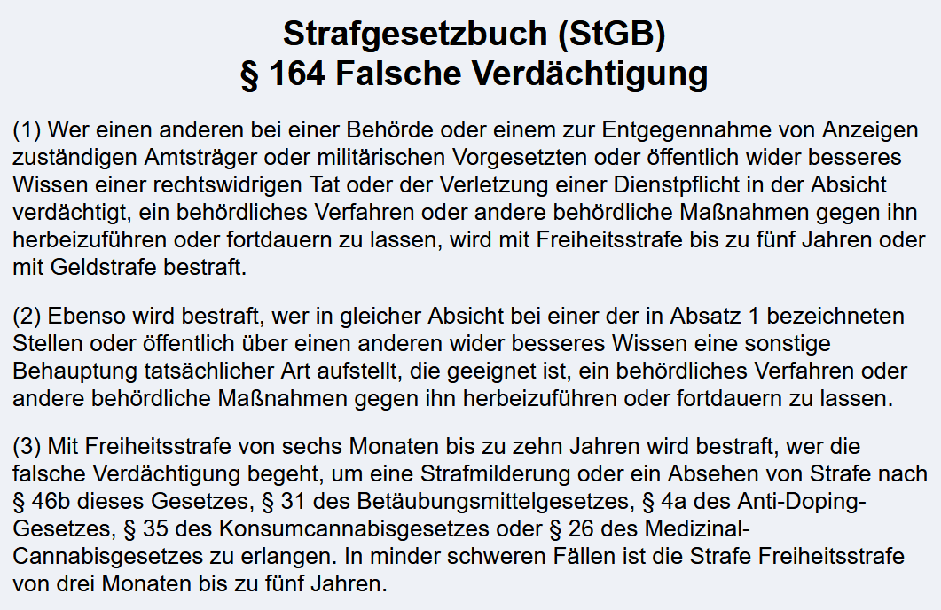 Falsche Verdächtigung