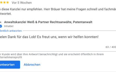 Positive Google Bewertung beantworten